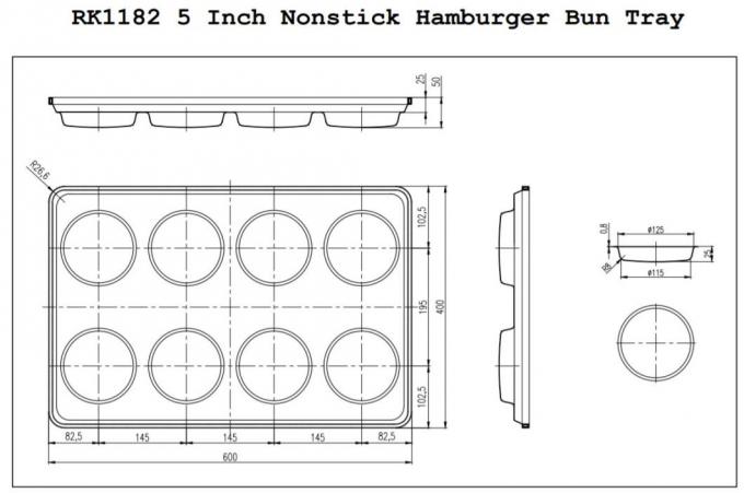 Rk Bakeware China-5 Inch Nonstick Macdonald&prime;s Hamburger Bun Pan