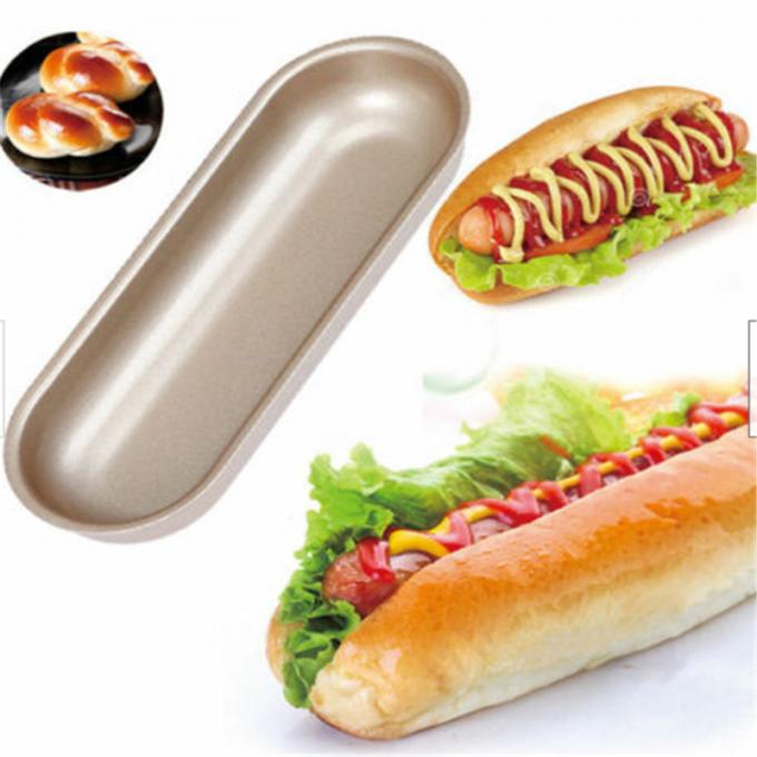 Hot Dog Bun Pan Hotdog Bread Mould Non Stick Bakeware Oval Cake Mold