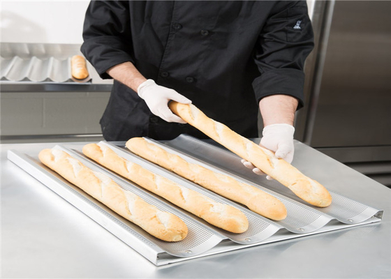 RK Bakeware China Foodservice NSF 5 Slot Aluminium Baguette Baking Tray Glazed French Bread Pan