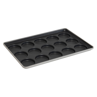 RK Bakeware China Foodservice NSF 41005 Glazed Aluminized Steel 15 Mold Hamburger Bun Baking Tray Muffin Top Pan