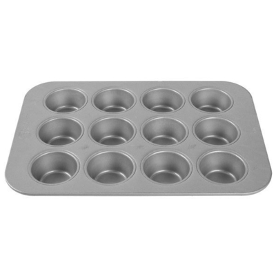                  Rk Bakeware China-42754 12 Cup Glazed Aluminized Steel Mini Crown Muffin Pan/ Cruffin Pan/ Cruffin Tray             