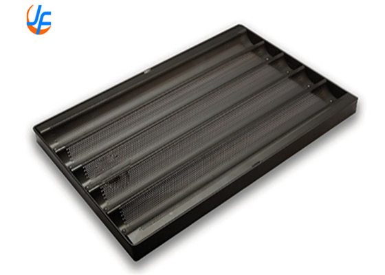 RK Bakeware China Foodservice 5 Rows Aluminum Nonstick Perforated Baguette Tray