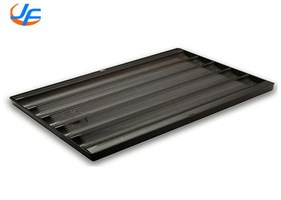 RK Bakeware China Foodservice 5 Rows Aluminum Nonstick Perforated Baguette Tray