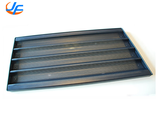 RK Bakeware China Foodservice 5 Rows Aluminum Nonstick Perforated Baguette Tray