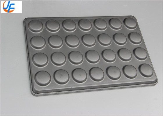 RK Bakeware China Foodservice 42425 Glazed Aluminized Steel 15 Mold 3.42 oz. Hamburger Bun Tray Muffin Top Cookie Pa