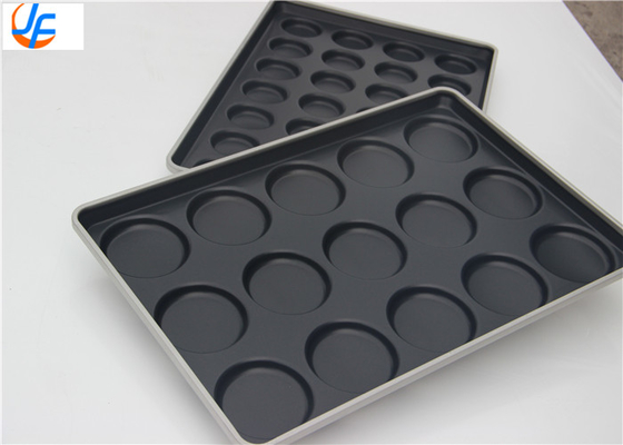 RK Bakeware China Foodservice15 Cavity Aluminumized Hamburger Bun Baking Tray Glazed Telfon