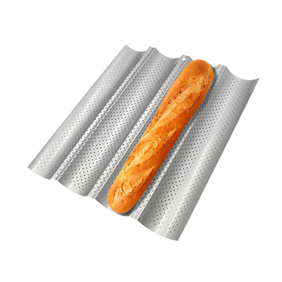 RK Bakeware China Foodservice NSF 5 Loaf Glazed Aluminum Baguette Baking Tray French Bread Pan