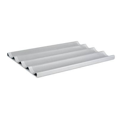 RK Bakeware China Foodservice NSF 5 Loaf Glazed Aluminum Baguette Baking Tray French Bread Pan