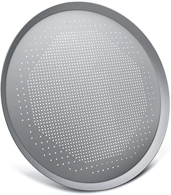 RK Bakeware China Foodservice NSF Hard Coat Anodized Perforated Thin Crust Pizza Pan for Pizza Hut