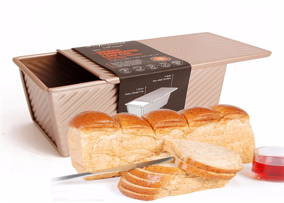RK Bakeware China Foodservice NSF Gold Nonstick Aluminum Loaf Pans Corrugated Loaf Pan Bread Tin Loaf Bread Pan