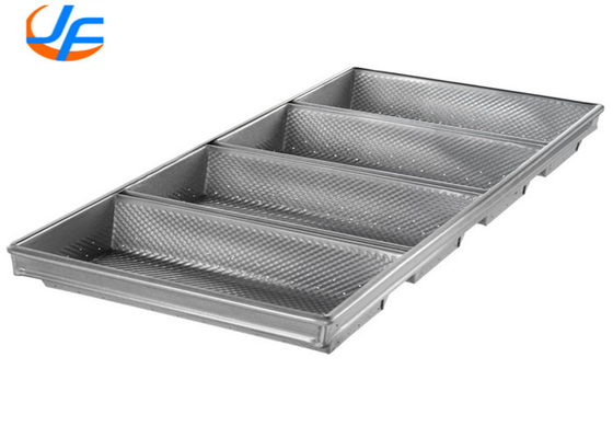 RK Bakeware China Foodservice NSF Telfon Nonstick 4 Strap Aluminized Pullman Loaf Pan / Steel Hearth Bread Pan