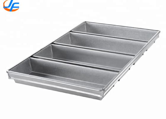 RK Bakeware China Foodservice NSF Telfon Nonstick 4 Strap Aluminized Pullman Loaf Pan / Steel Hearth Bread Pan