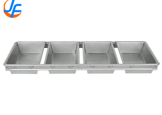 RK Bakeware China- 4 Straps Glazed Aluminum Loaf Pans , Aluminized Steel Bread Pan Set