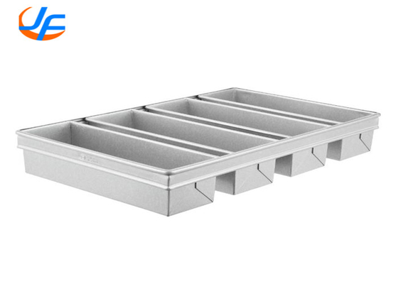 RK Bakeware China- 4 Straps Glazed Aluminum Loaf Pans , Aluminized Steel Bread Pan Set