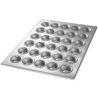 RK Bakeware China Foodservice NSF 9''30 Cup 1.1 Oz. Glazed Aluminized Steel Mini Muffin Tray