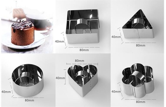 RK Bakeware China Foodservice NSF Mini Cooking Flower Cake Tin Molds For Baking , Funny SS Pasty Cake Ring