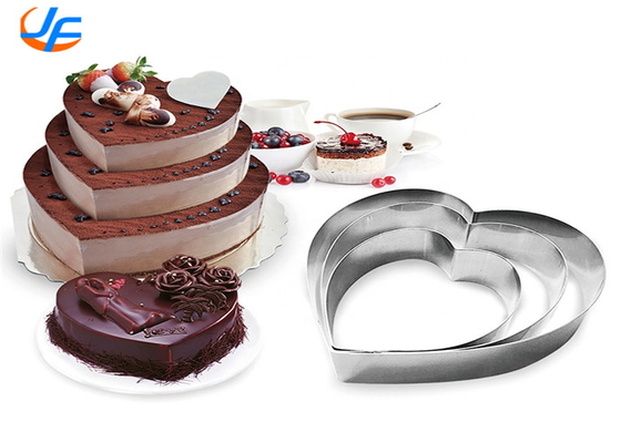 RK Bakeware China Foodservice NSF Heart Shape Cake Baking Mold , Stainless Steel Heart Molding Mousse Cake Rings