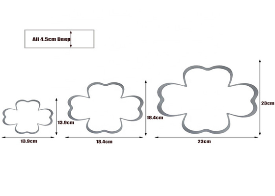 RK Bakeware China Foodservice NSF Stainless Steel Four Leaf Clover Mouse Molding Mousse Cake Rings Customized Size