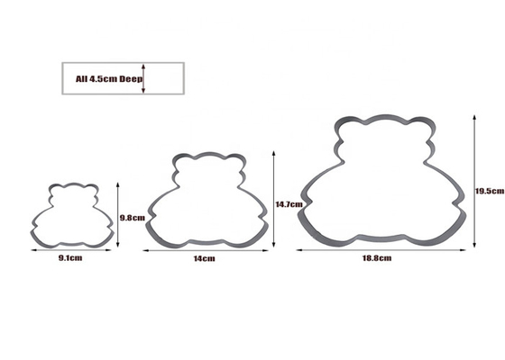 RK Bakeware China Foodservice NSF Aluminum Cake Mould , Stainless Steel Bear Mouse Molding Mousse Cake Rings