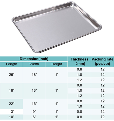 commercial 26''*18''*1'' 1mm rectangle full size baking tray baking pan full bun pan heavy duty wire-in-the-rim flat baking tray