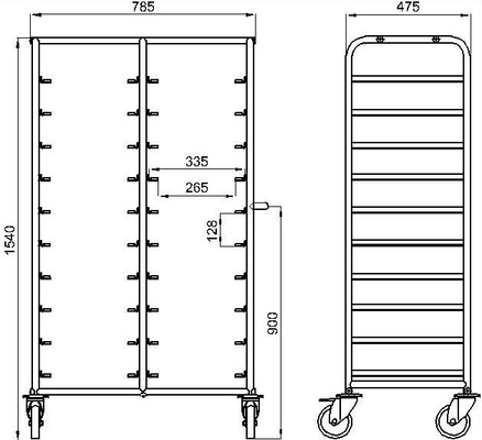 RK Bakeware China Foodservice NSF 600 × 400 mm Oven Baking Tray Trolley , Gastronorm Stainless Steel Trolley