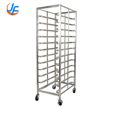 RK Bakeware China-10 Sheet Aluminum Storage Cooling Trolley with Open Shelf, Dough Pizza Baking Mobile Rack